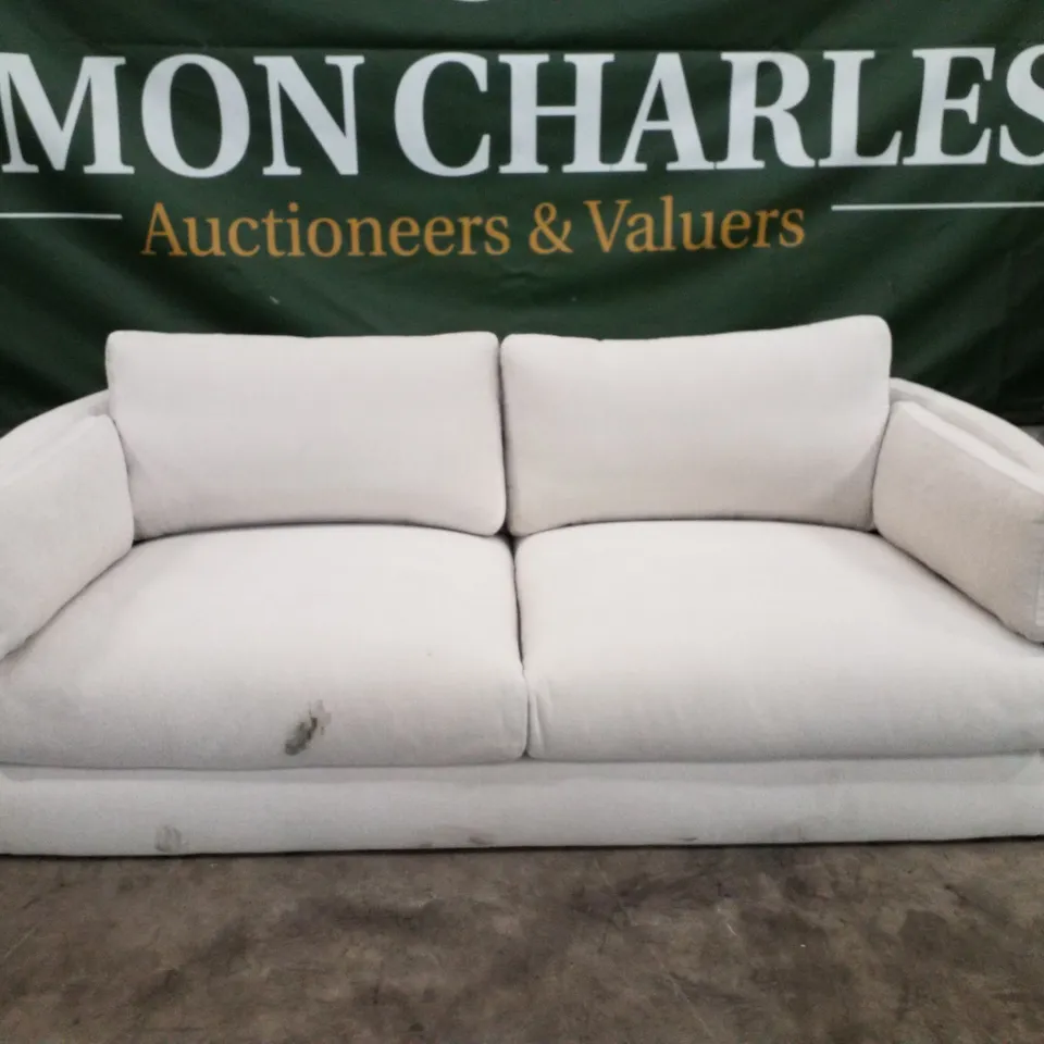 QUALITY DESIGNER MONZO 2 SEATER SOFA - WHITE FABRIC