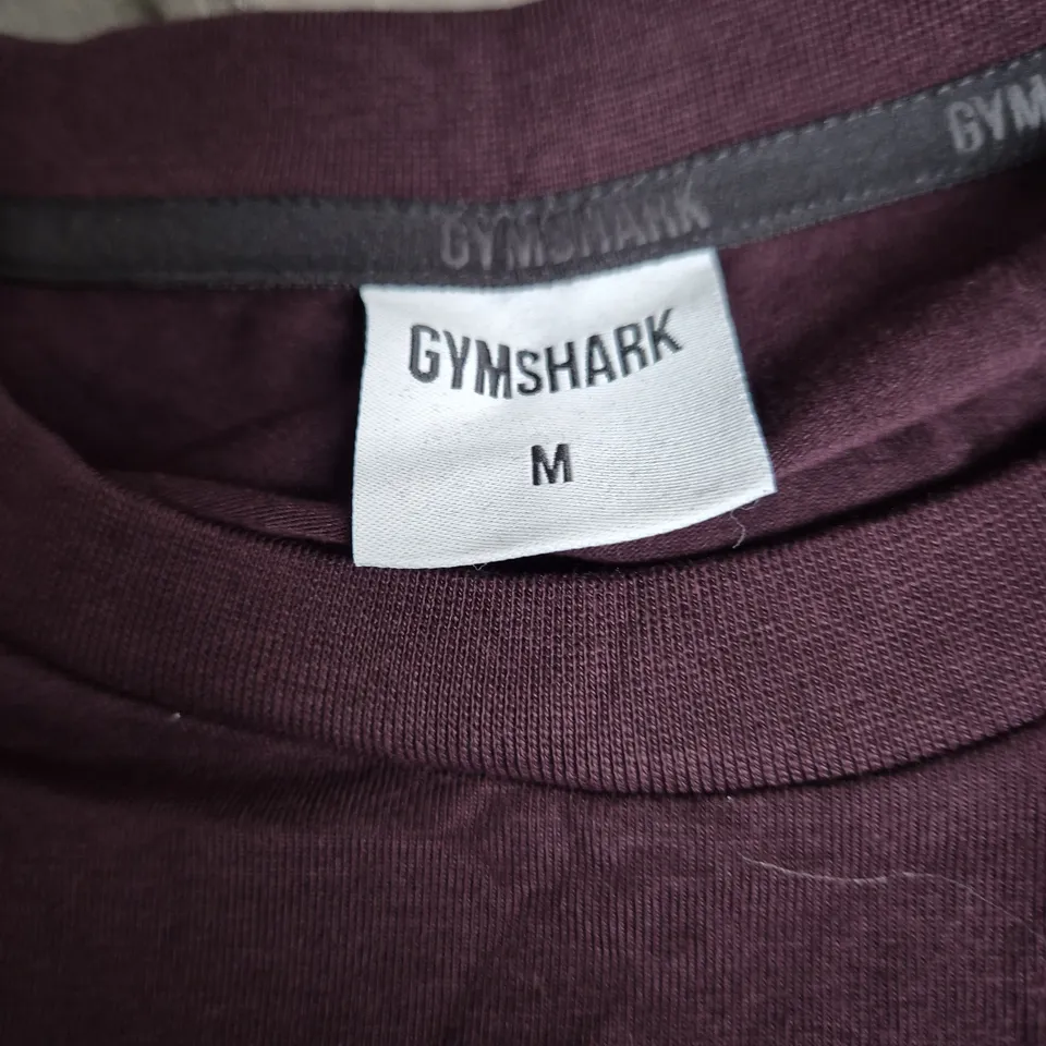 GYMSHARK T-SHIRT – MEN’S, SIZE M, MAROON