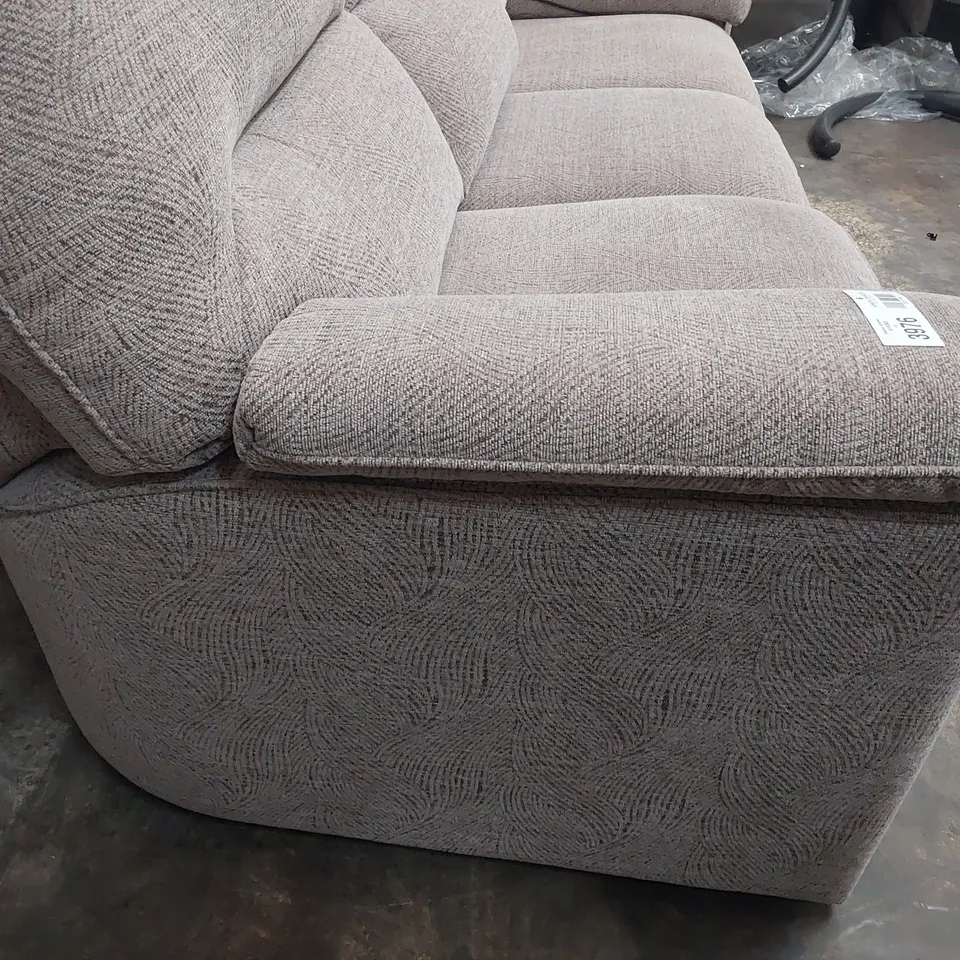QUALITY BRITISH DESIGNER G PLAN CHADWICK SINGLE POWER RECLINING THREE SEATER SOFA CORAL MINK FABRIC 