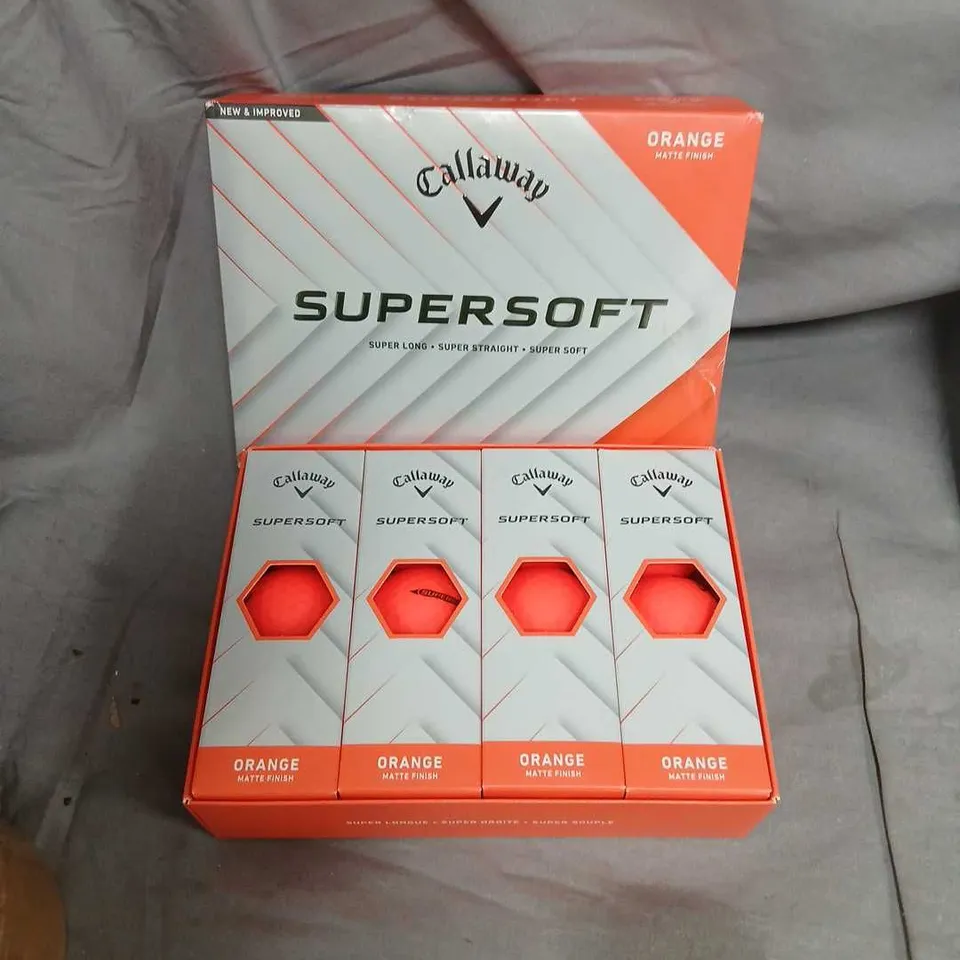 CALLAWAY SUPERSOFT ORANGE GOLF BALLS – SET OF 4 X 12-BALL BOXES (MATTE FINISH)