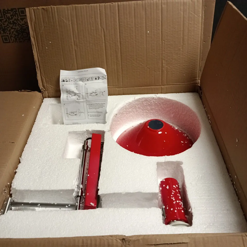 RED LAMP WITH ASSEMBLY INSTRUCTIONS BOXED