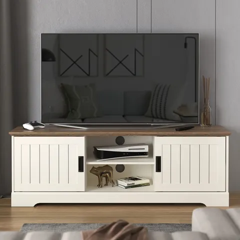 BOXED ERISON TV STAND FOR TVS UP TO 65" - LIGHT GREY/BEAUFORT OAK (1 BOX)