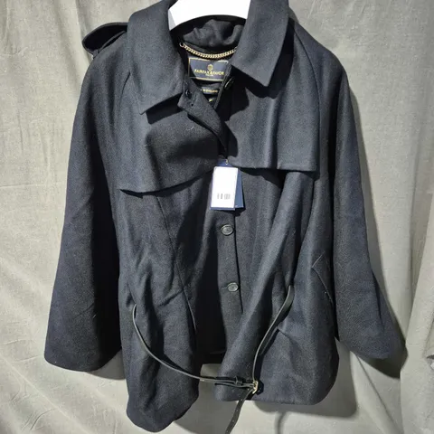 FAIRFAX & FAVOR THE SIENNA WOOL CAPE – NAVY HERRINGBONE, UK 18