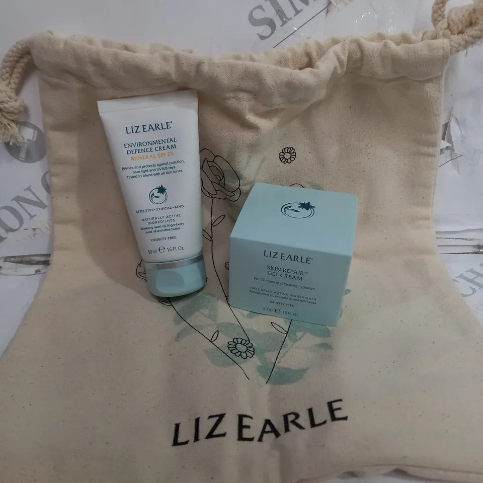 LIZ EARLE DEFENCE CREAM AND SKIN REPAIR GEL CREAM WITH BAG