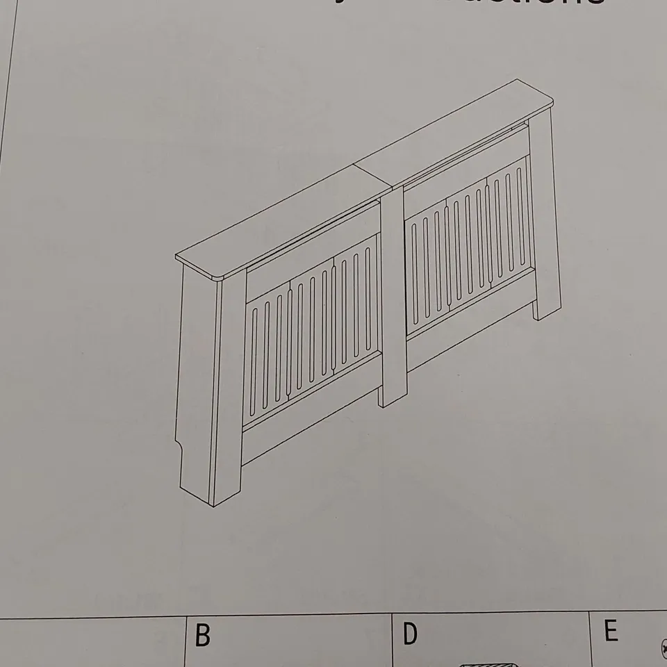 BOXED CLIPOP WHITE WOODEN RADIATOR COVER MODERN SLATTED GRILL SLATS CABINET (LARGE) (MISSING PARTS) (1 BOX)