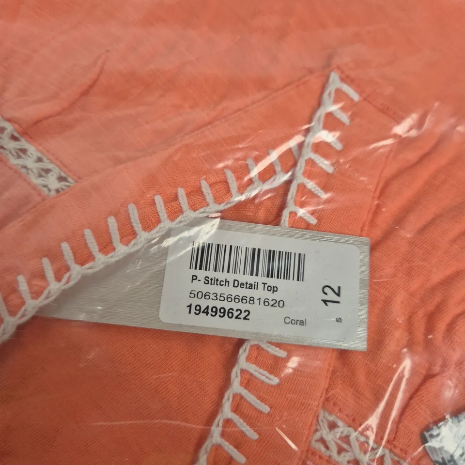ROMAN PETITE CORAL STITCH DETAIL TOP – UK 12
