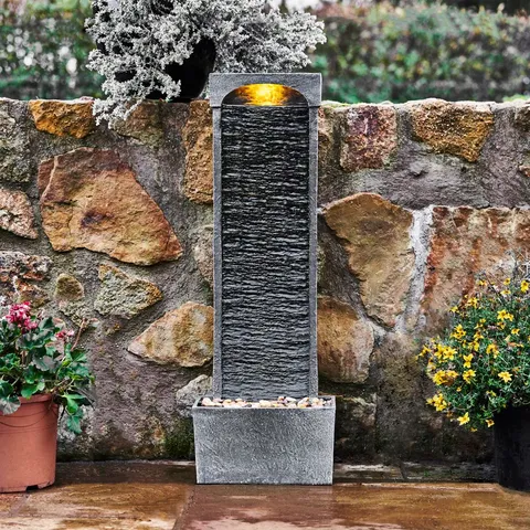 BOXED TEAMSON HOME 98CM CONTEMPORARY OUTDOOR LED WATERFALL FOUNTAIN