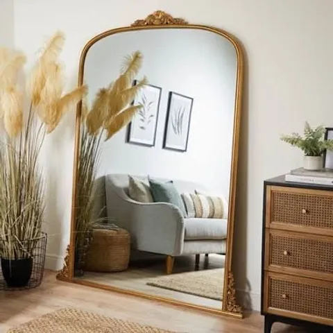 PRETTY BOHO CURVED FULL LENGTH LEANER MIRROR - GOLD
