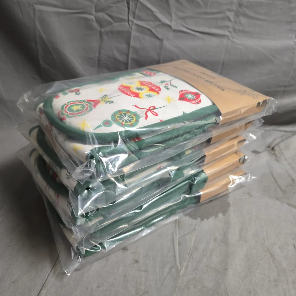 5 X DEXAM BAUBLE THEMED DOUBLE OVEN GLOVES 