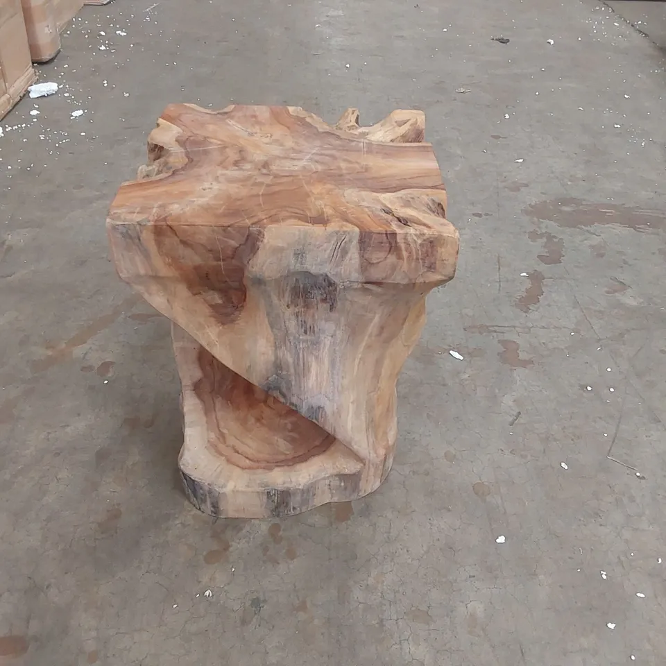TEAK ROOT DRIFTWOOD TWIST LAMP TABLE AND STOOL