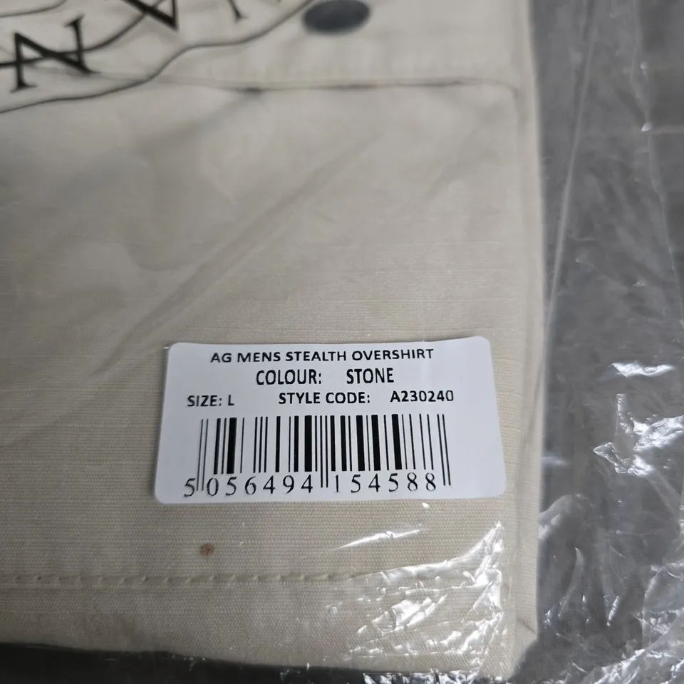 AVANT GARDE MENS STEALTH OVERSHIRT STONE LARGE. BAGGED