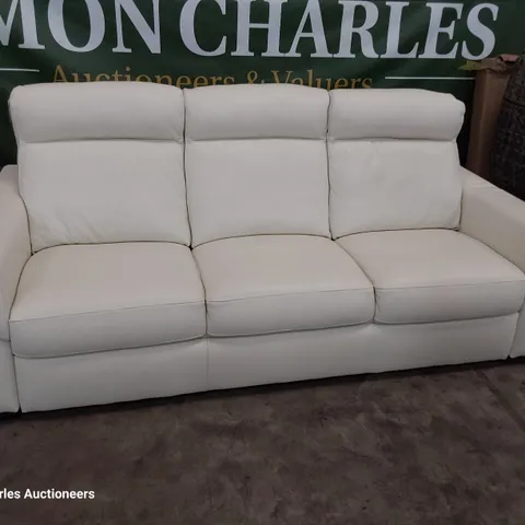 QUALITY ITALIAN DESIGNER ADRIANO THREE SEATER SOFA WHITE LEATHER