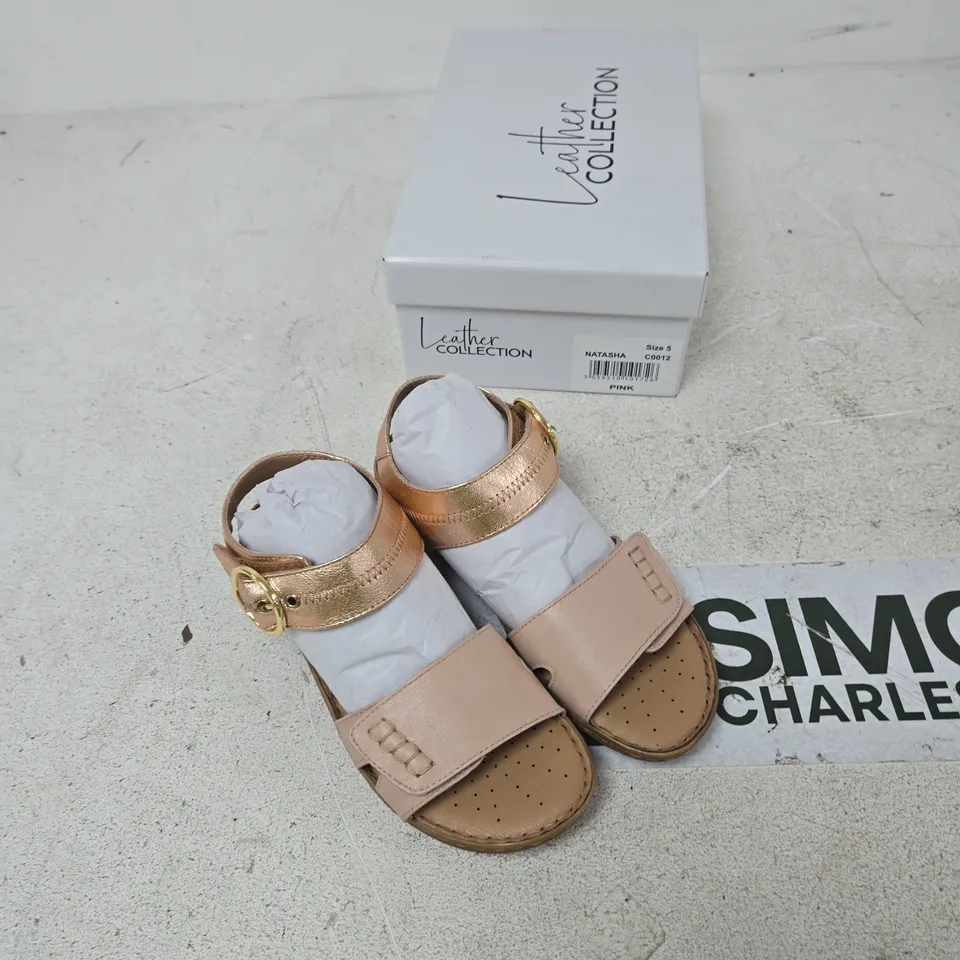 KIDS' PINK LEATHER SANDALS – UK SIZE 5 (NATASHA LEATHER COLLECTION)