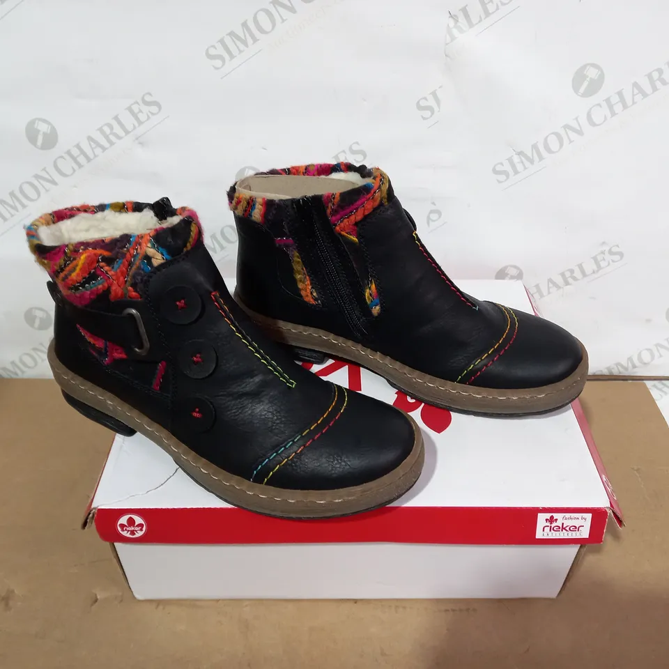BOXED PAIR OF RIEKER BOOTS- SIZE 38