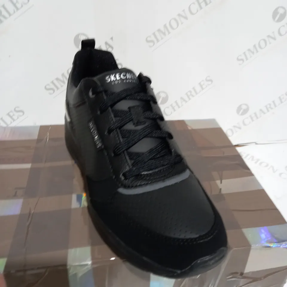 BOXED SKETCHERS BLACK TRAINER - SIZE 4
