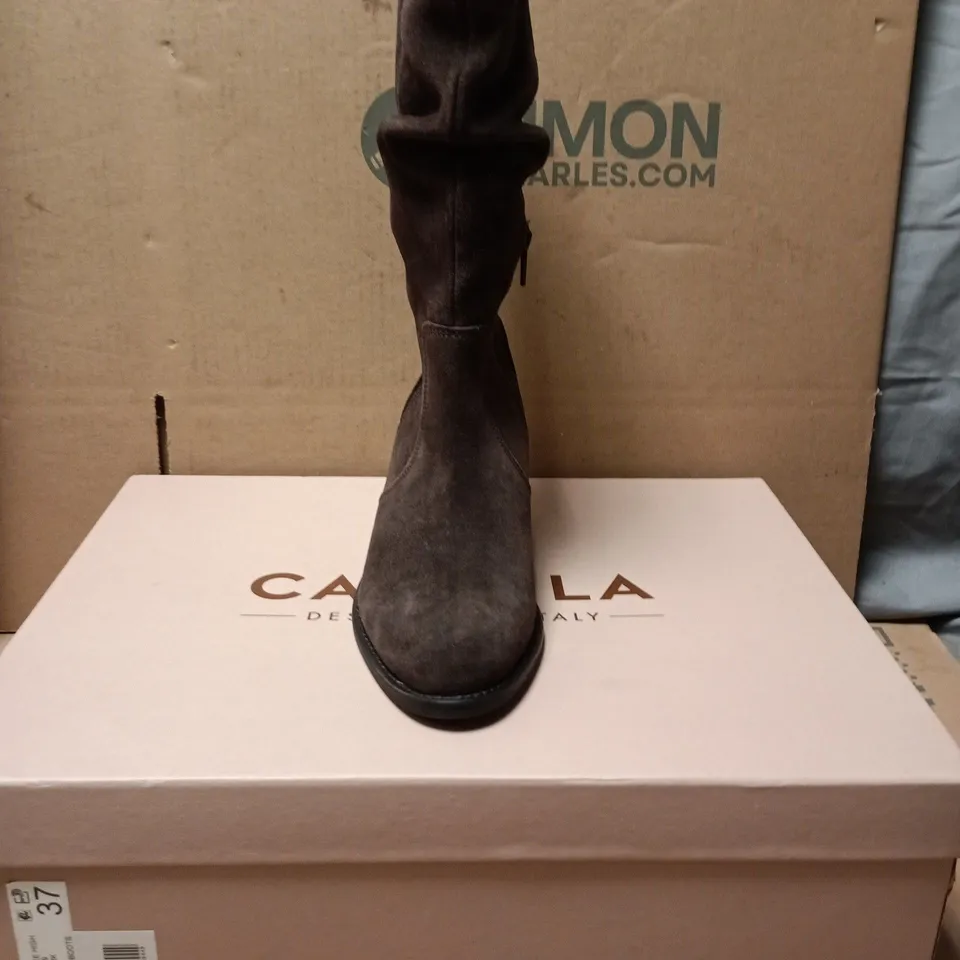 CARVELA SECIL KNEE HIGH BROWN SUEDE BOOTS SIZE 4