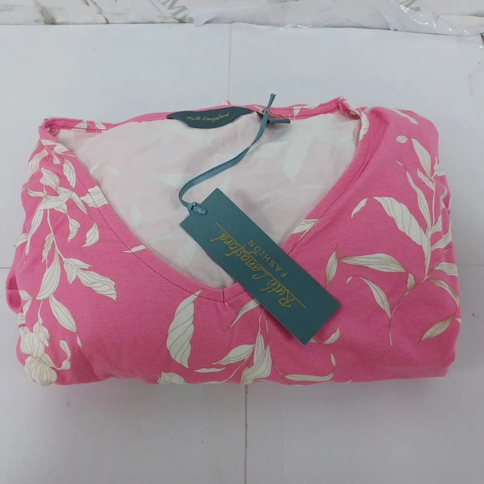 RUTH LANGSFORD MIDI V NECK DRESS IN PINK FLORAL SIZE UK 10