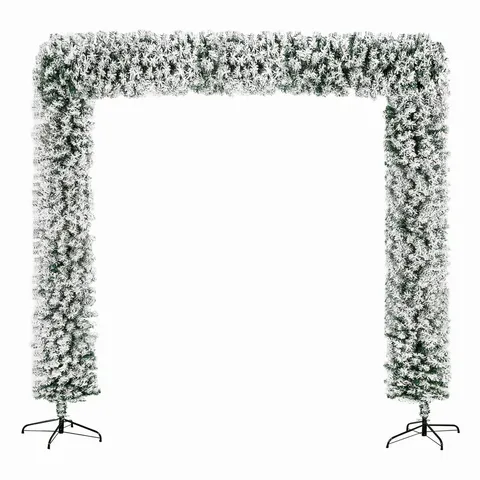 BOXED NEO 2.4M CHRISTMAS FLOCKED DOORWAY ARCH TREE GARLAND WITH WALL PINE TIPS BUSHY XMAS OUTDOOR INDOOR HOME DΓCOR (DOUBLE)