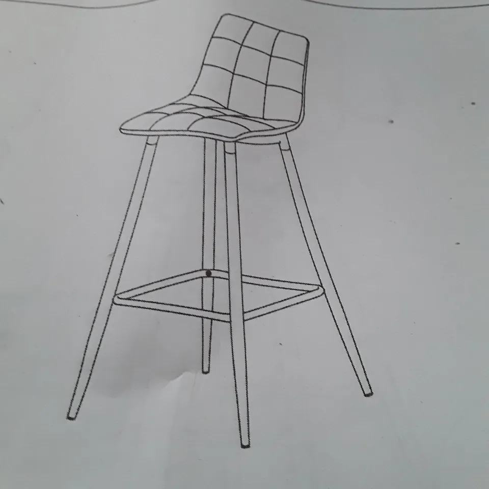BOXED SET OF 2 CHRISTIE GREY VELVET BAR STOOLS