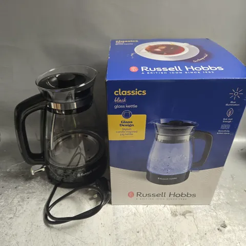 BOXED RUSSELL HOBBS CLASSICS GLASS DESIGN KETTLE 