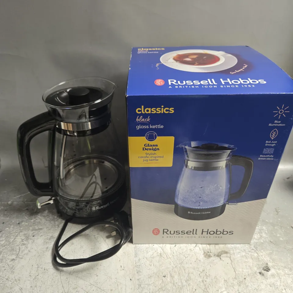 BOXED RUSSELL HOBBS CLASSICS GLASS DESIGN KETTLE 