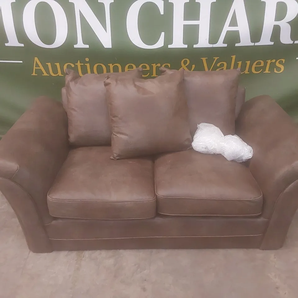 DESIGNER DURY 2 SEATER LEATHER LOOK SOFA - CHOCOLATE 