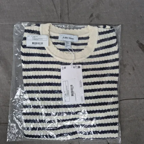 & OTHER STORES KNIT TOP IN NAVY/CREAM STRIPE SIZE EU SMALL