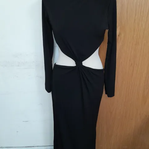 ASOS DESIGN SLASH NECK KNOT FRONT BACKLESS MAXI DRESS IN BLACK SIZE M