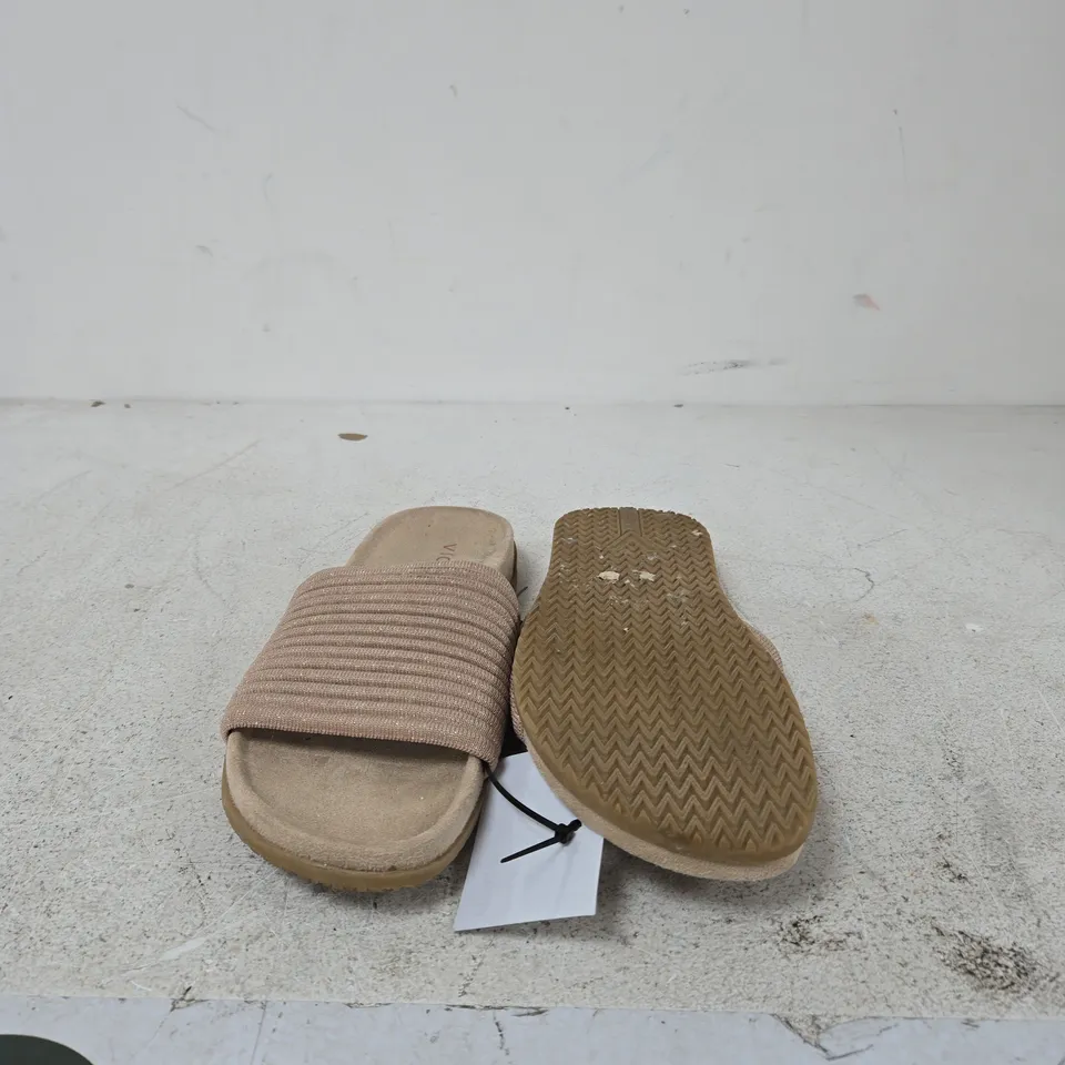 VIONIC WOMEN'S BEIGE RIBBED STRAP SLIDES SIZE 7