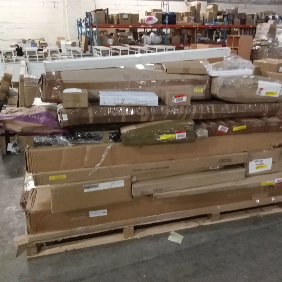 PALLET OF ASSORTED INCOMPLETE FURNITURE PARTS AND PIECES 