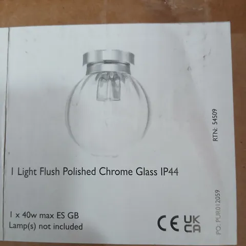 BOXED DAR KAVI I LIGHT FLUSH POLISHED CHROME GLASS IP44