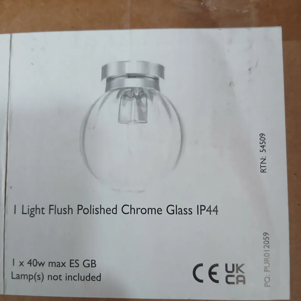 BOXED DAR KAVI I LIGHT FLUSH POLISHED CHROME GLASS IP44