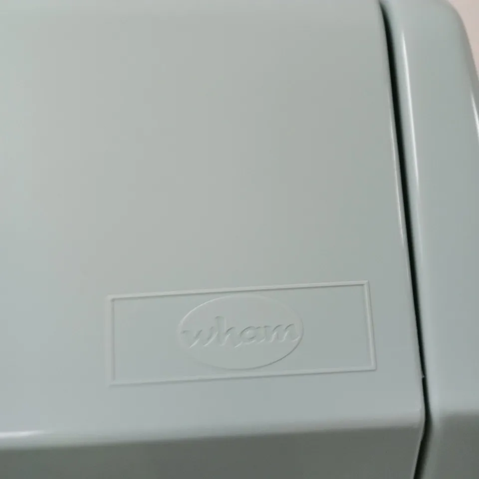 LIGHT BLUE PLASTIC WASTE BIN WITH HINGED LID – STORAGE BIN 