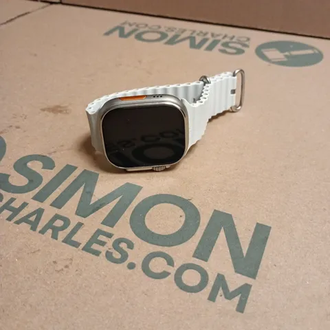 APPLE WATCH ULTRA 49MM TITANIUM & CERAMIC CASE – WHITE SPORT BAND UNBOXED