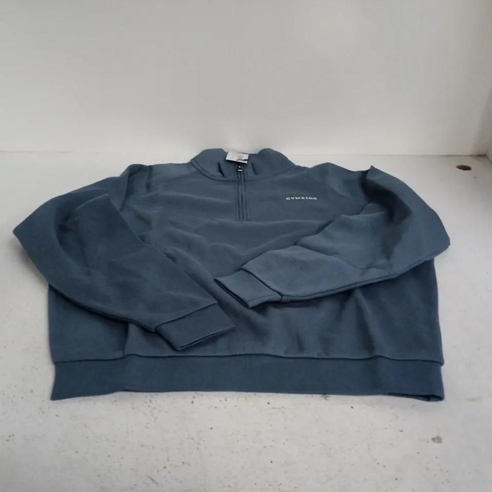 GYMKING RAGLAN SLEEVE FUNNEL TOP SLATE BLUE UK 8