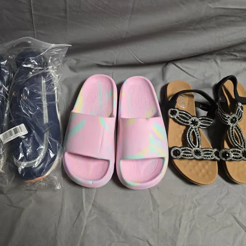 BOX OF APPROXIMATELY 20 ASSORTED PAIRS OF SHOES AND FOOTWEAR ITEMS IN VARIOUS COLOURS, STYLES, AND SIZES - COLLECTION ONLY