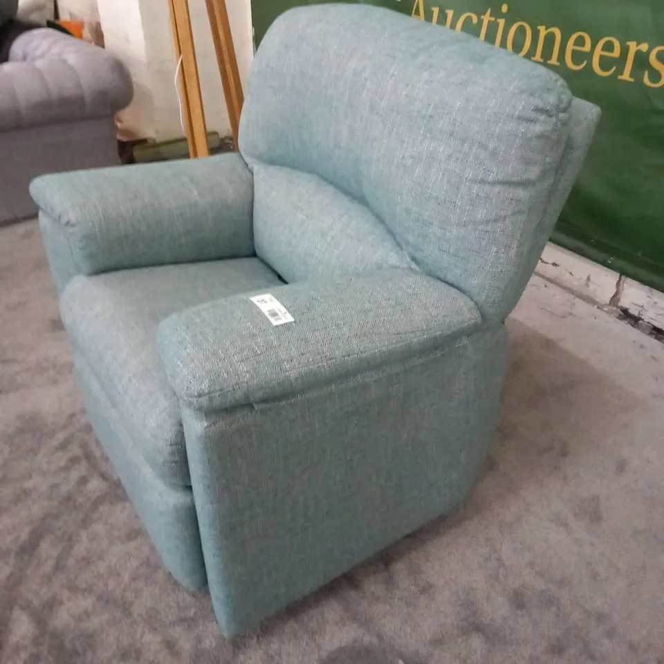 DESIGNER G PLAN CHLOE DAPPLE OCEAN FABRIC ELECTRIC RECLINING ARMCHAIR