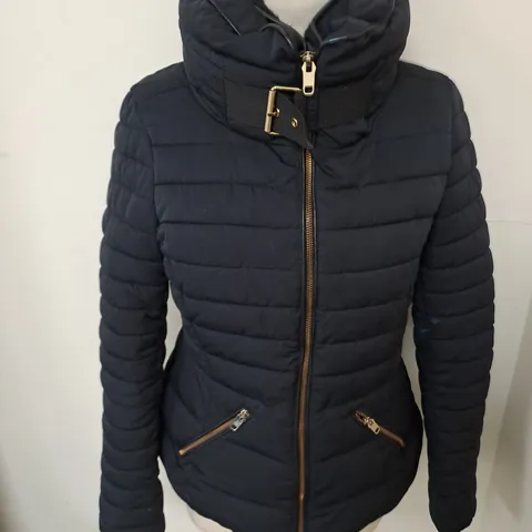 ZARA BASIC OUTERWEAR LARGE COLLARED COAT IN BLACK - EU S
