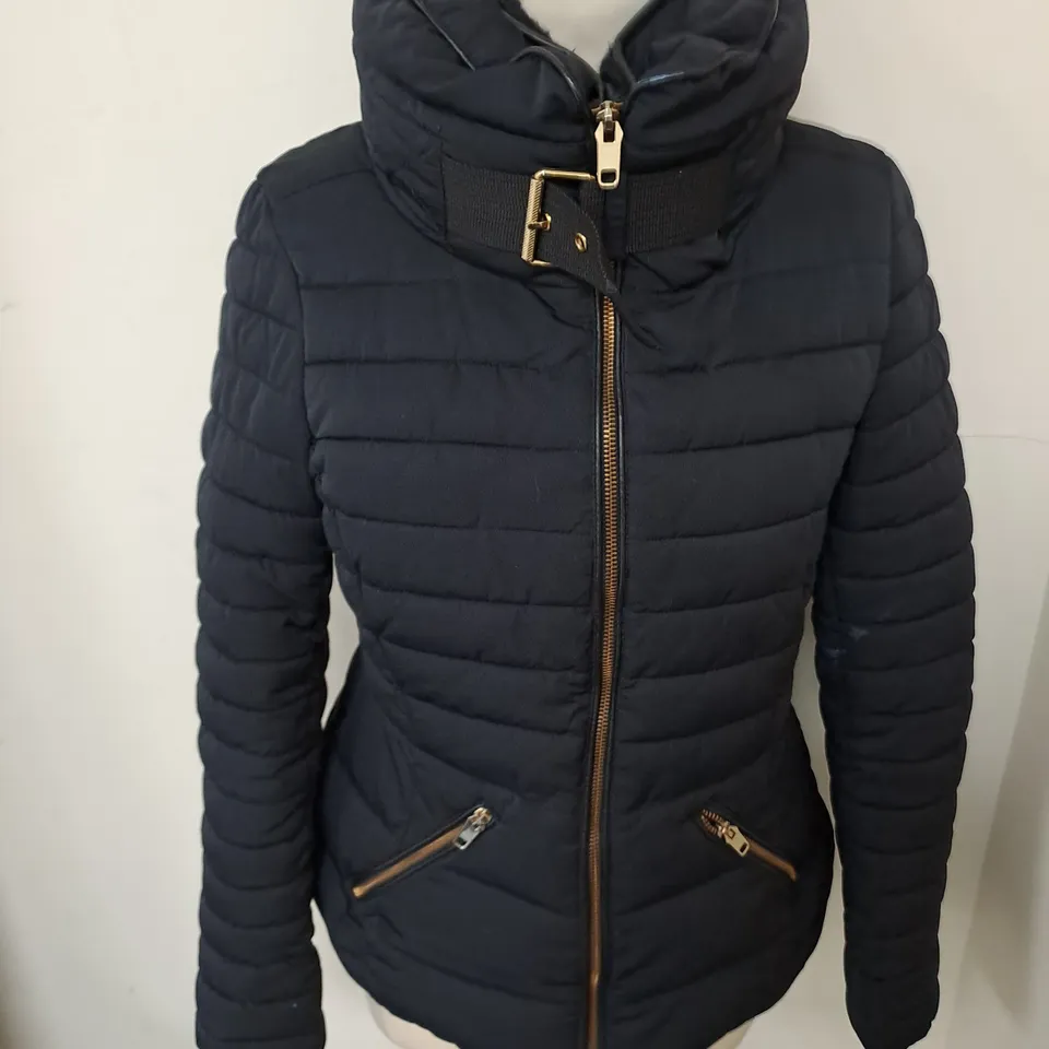 ZARA BASIC OUTERWEAR LARGE COLLARED COAT IN BLACK - EU S