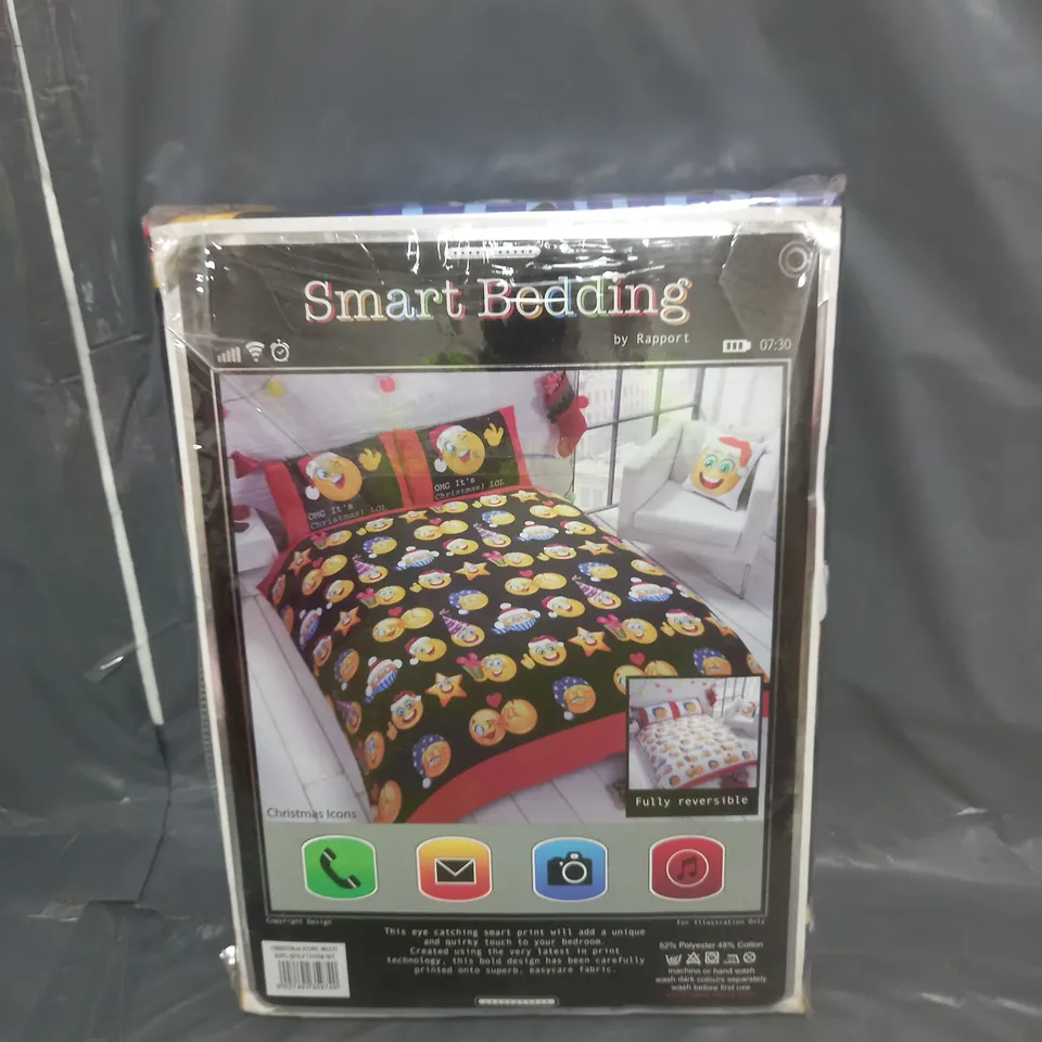 SMART BEDDING EMOJI CHRISTMAS REVERSIBLE DUVET SET KING SIZE