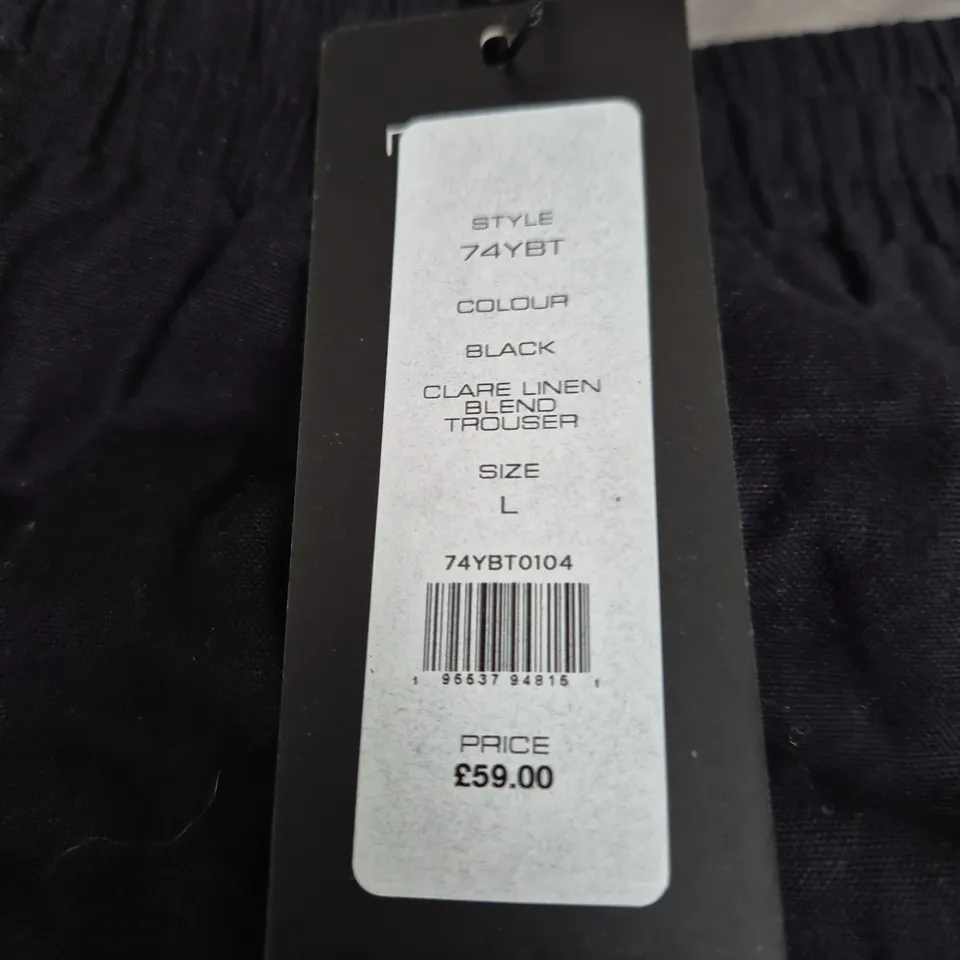 FRENCH CONNECTION CLARE LINEN BLEND TROUSER – BLACK – SIZE L