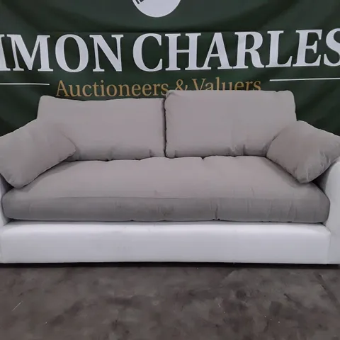 QUALITY DESIGNER 3 SEATER SOFA - GREY FABRIC