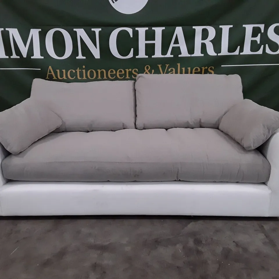 QUALITY DESIGNER 3 SEATER SOFA - GREY FABRIC