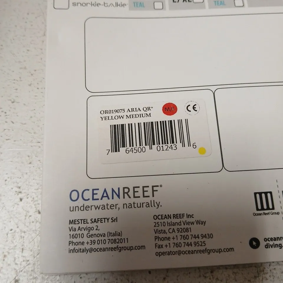 OCEAN REEF ARIA QR+ SNORKELLING MASK – YELLOW, MEDIUM
