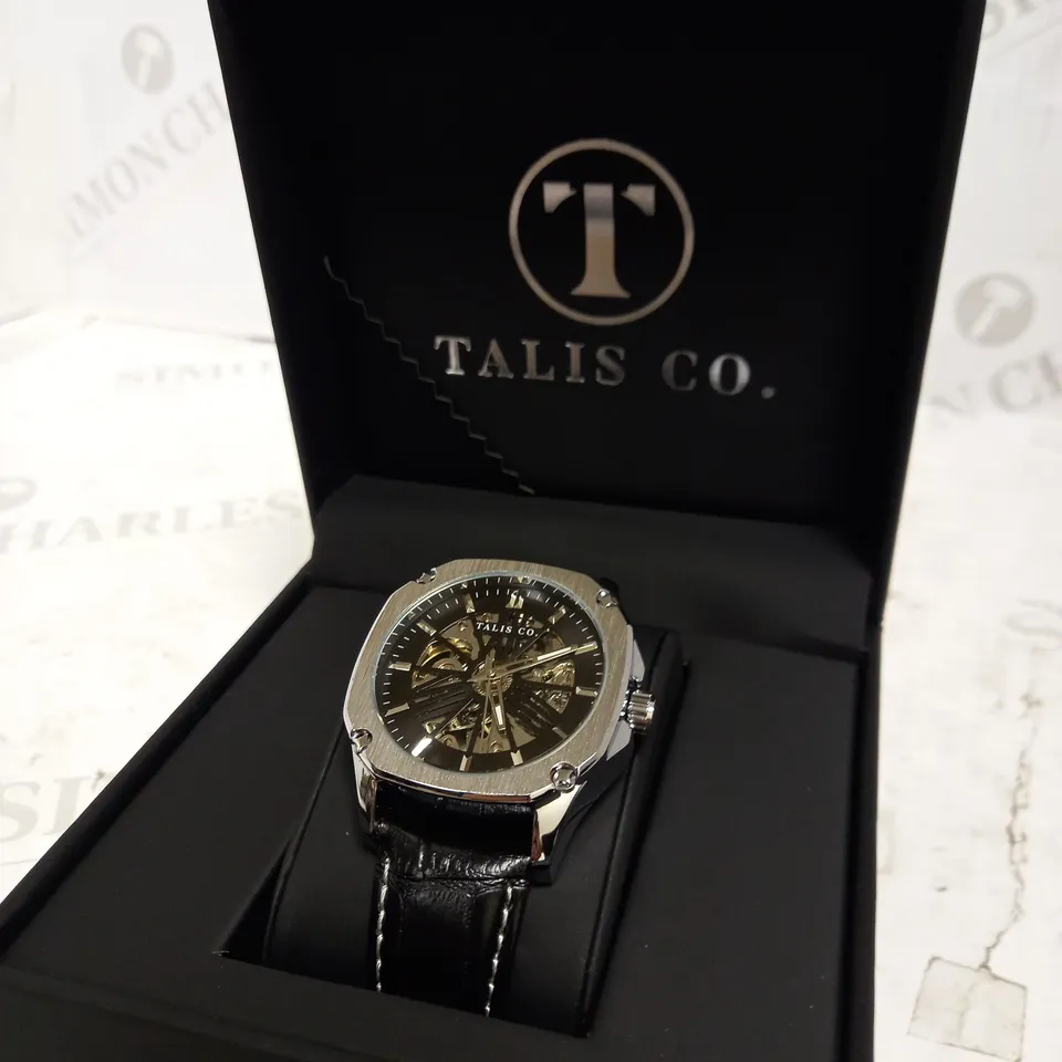 TALIS CO SKELETON DIAL LEATHER STRAP WRISTWATCH RRP £575