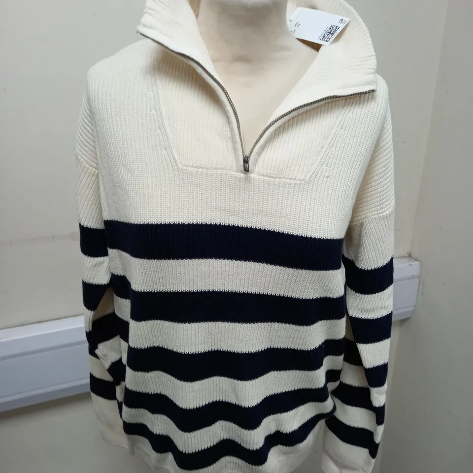 H&M HALF ZIP STRIPED JUMPER - 14+