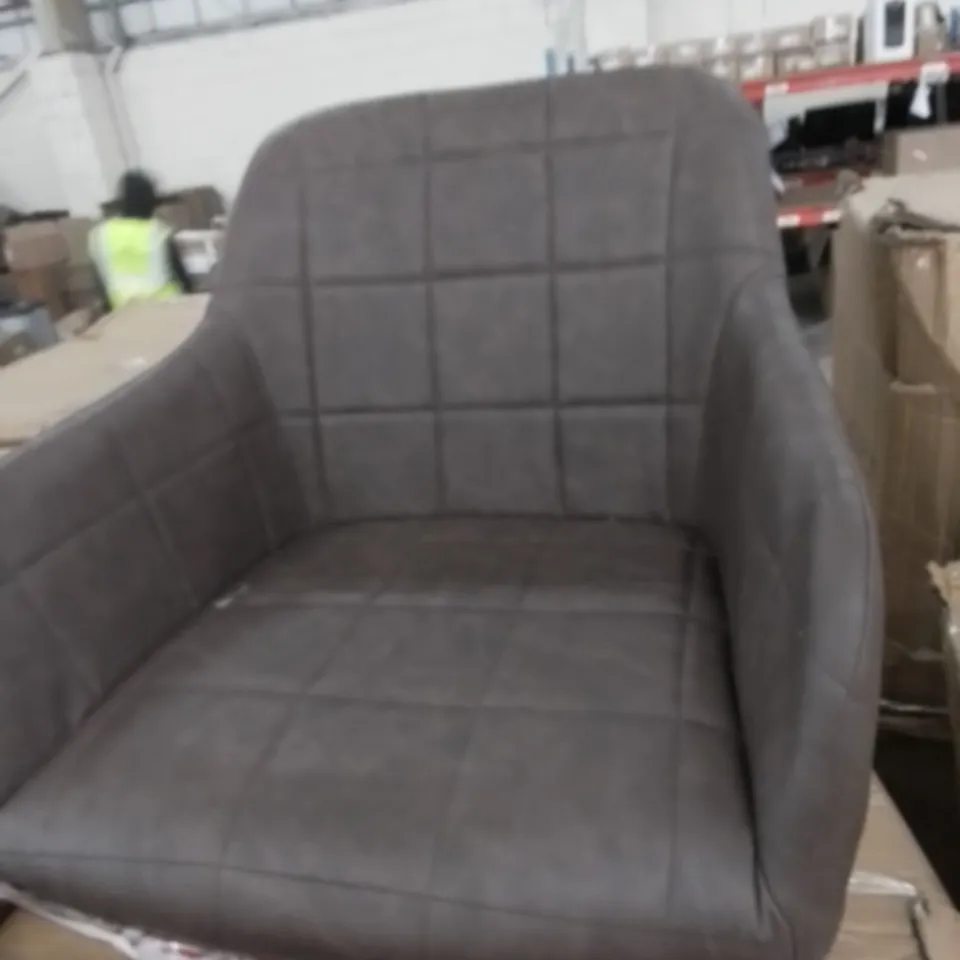 SET OF TWO BROWN FAUX LEATHER CHAIRS