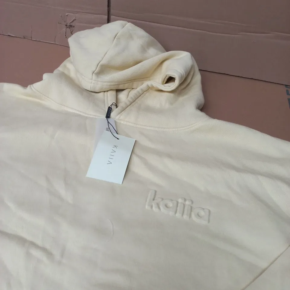 KAIIA EMBOSSED OVERSIZED HOODIE – WASHED BUTTER YELLOW UK 14