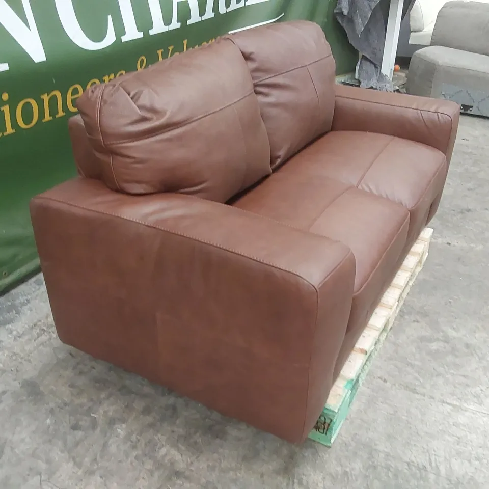 HAMPSHIRE 2 SEATER PREMIUM LEATHER SOFA - VINTAGE TAN RRP £999