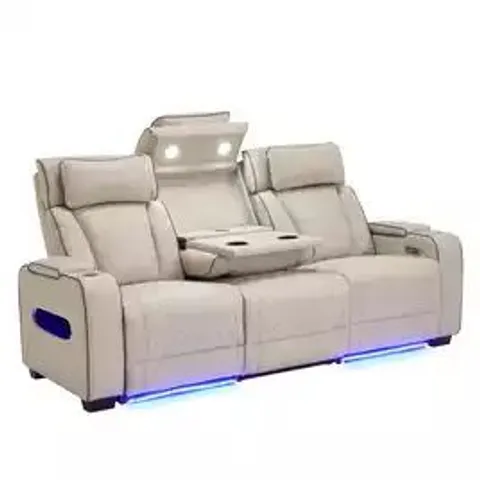 BOXED CAPRI AIR LEATHER AUTO RECLINER SOFA (3 BOXES)